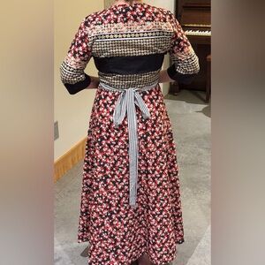 Floral Black and Red Midi Dress